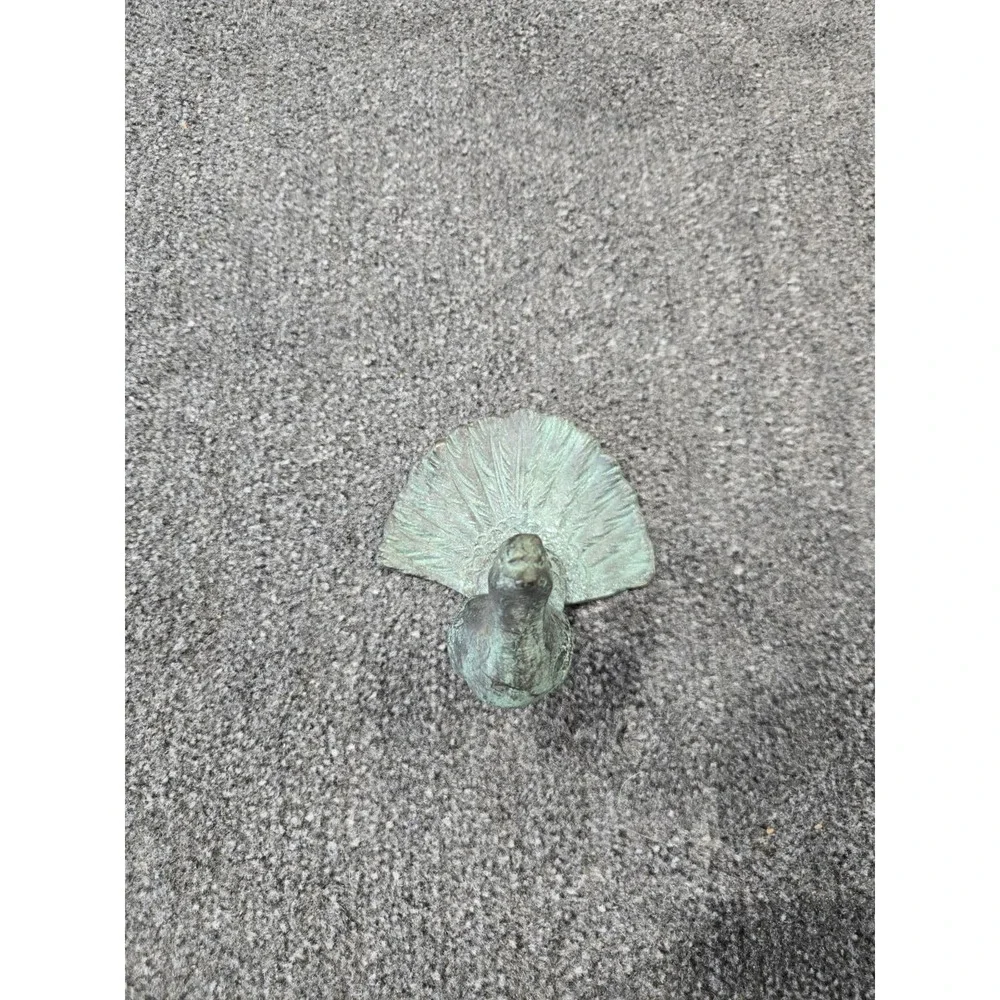 Vintage Solid Brass Pheasant Figurine Green Patina Game Bird Statue Rustic Cabin